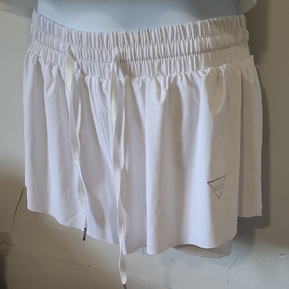SHEIN White Elastic Waist Drawstring Lounge Athletic Shorts